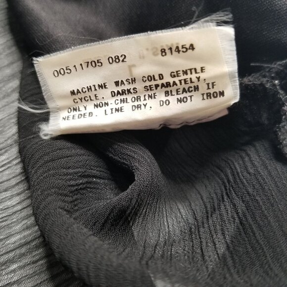 VTG 90s L Black Chiffon Top Beaded Sheer Back Whimsigoth Fairy Grunge Tie Side - Picture 7 of 7